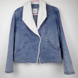 LOGO by Lori Goldstein Women's M Denim Blue Fur lined Jacket Limited Edition